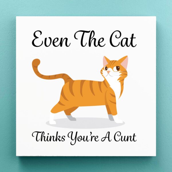 Even The Cat Thinks You're A Cunt - Rude Canvas Prints - Slightly Disturbed - Image 1 of 1