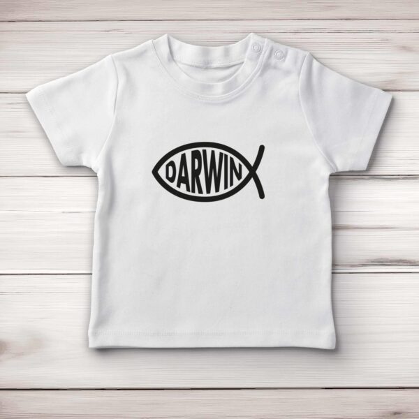 Darwin Christian Fish - Novelty Baby T-Shirts - Slightly Disturbed - Image 1 of 4