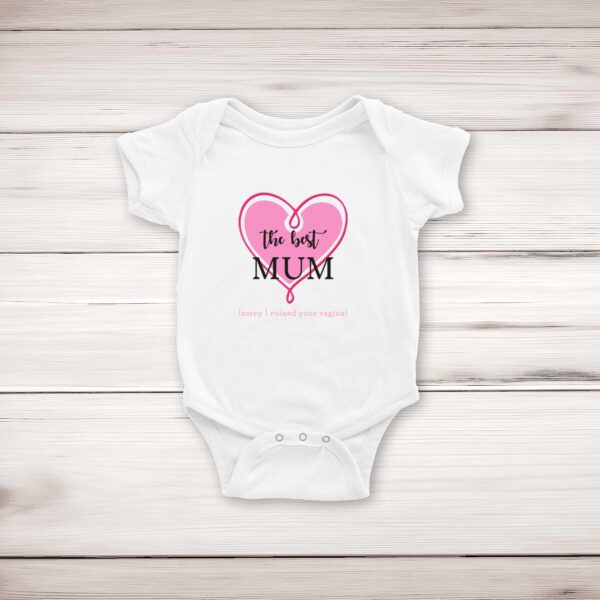 The Best Mum (Sorry I Ruined Your Vagina) - Rude Babygrows & Sleepsuits - Slightly Disturbed - Image 1 of 4