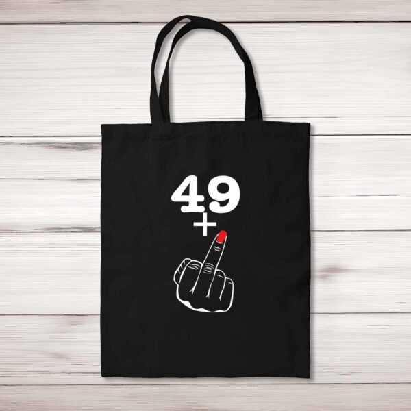 29+ 39+ 49+ or 59+ Lady's Middle Finger - Rude Tote Bags - Slightly Disturbed