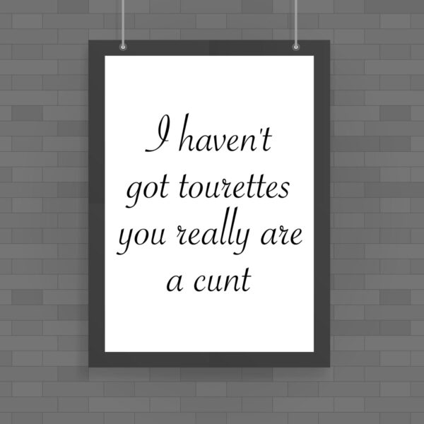 I Haven't Got Tourettes You Really Are A Cunt - Rude Posters - Slightly Disturbed - Image 1 of 1