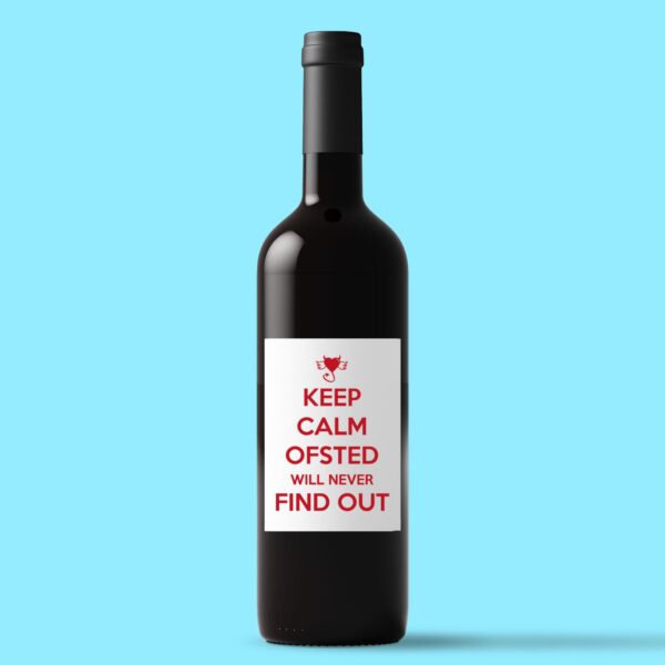 Keep Calm Ofsted Will Never Find Out - Novelty Wine/Beer Labels - Slightly Disturbed - Image 1 of 1