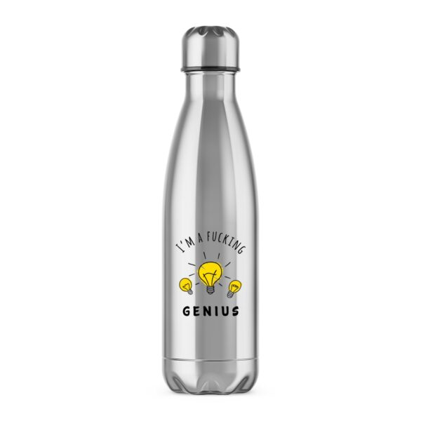 I'm A Fucking Genius - Rude Water Bottles - Slightly Disturbed - Image 1 of 2