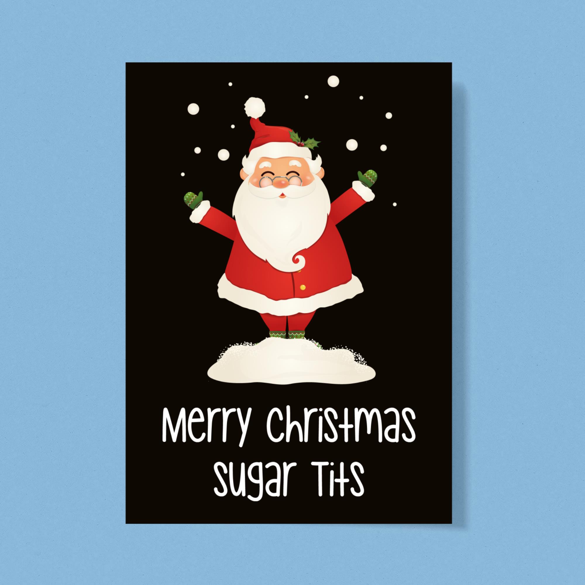 Merry Christmas Sugar Tits Greeting Card Rude Cards Slightly Disturbed