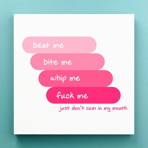 Beat Me Bite Me Whip Me - Rude Canvas Prints - Slightly Disturbed - Image 1 of 1
