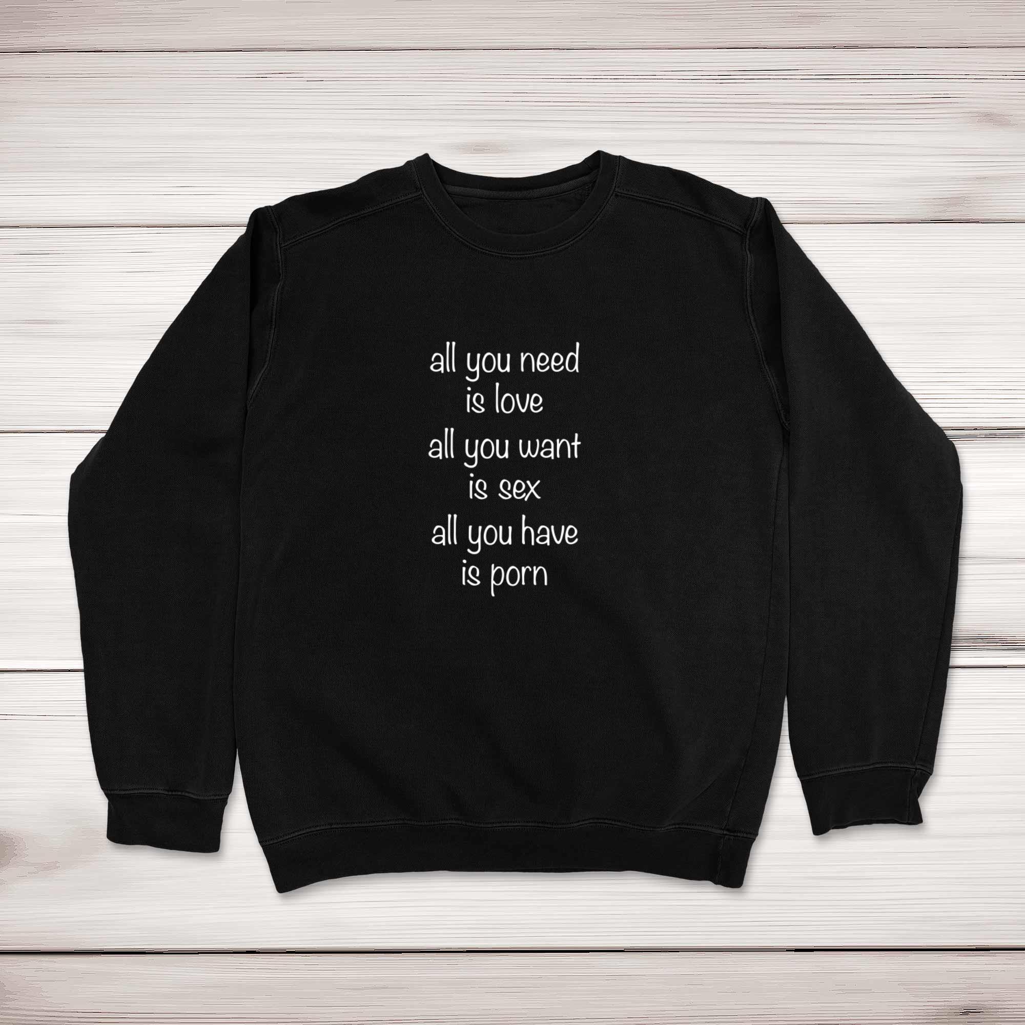 All You Need Is Love, All You Have Is Porn Sweatshirt