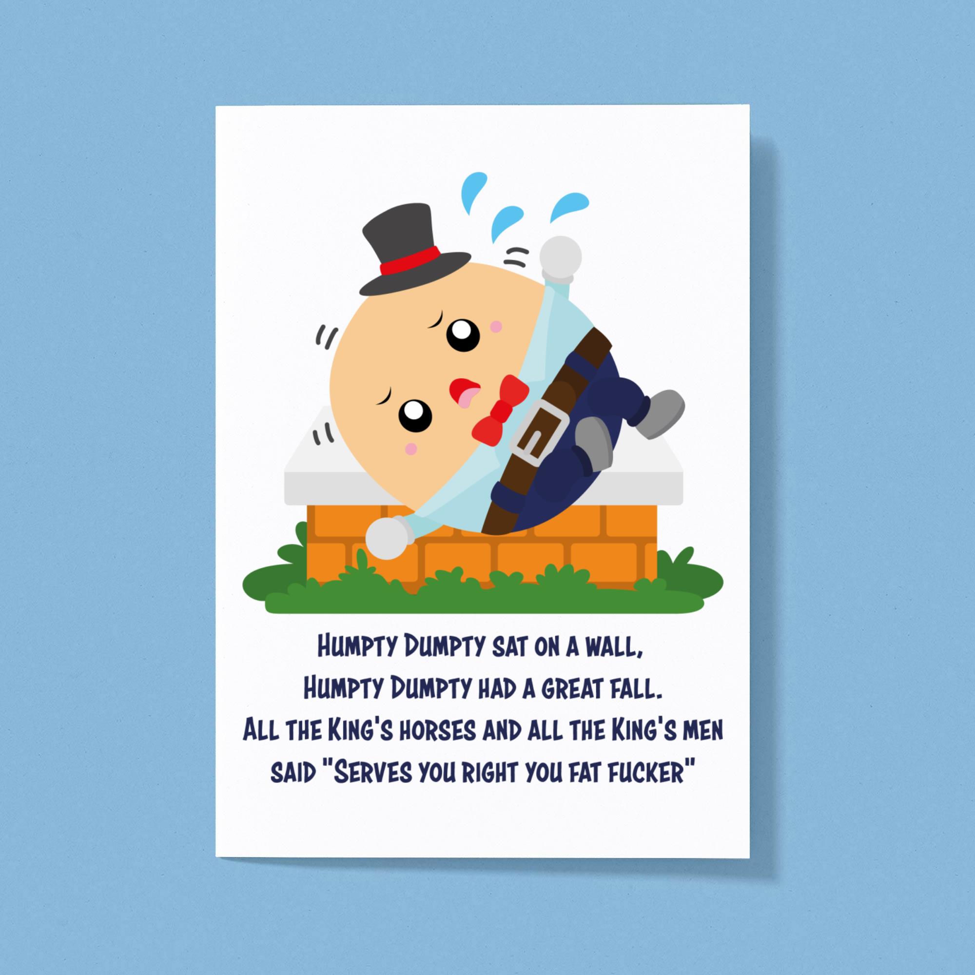 Humpty Dumpty Greeting Card Rude Cards Slightly Disturbed