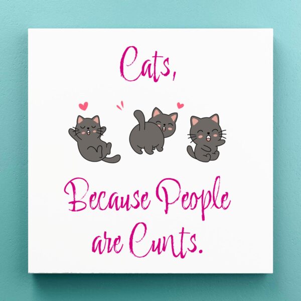 Cats Because People Are Cunts - Rude Canvas Prints - Slightly Disturbed - Image 1 of 1