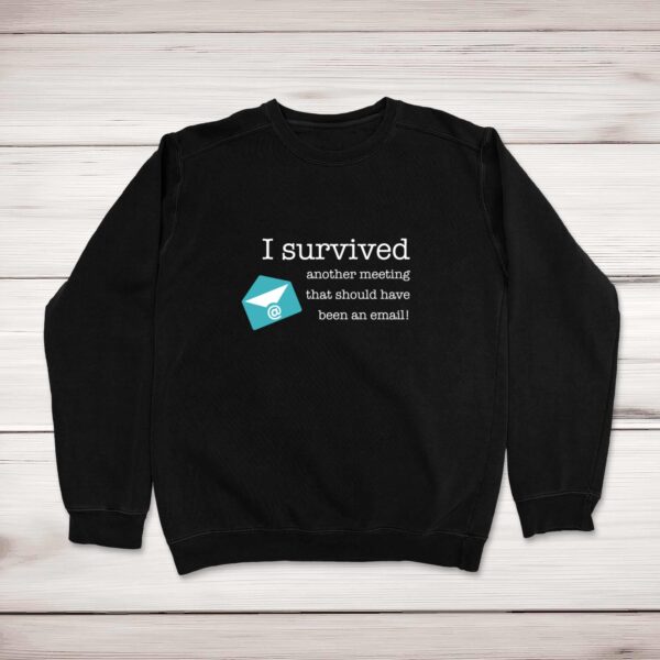 I Survived Another Meeting - Novelty Sweatshirts - Slightly Disturbed - Image 1 of 2