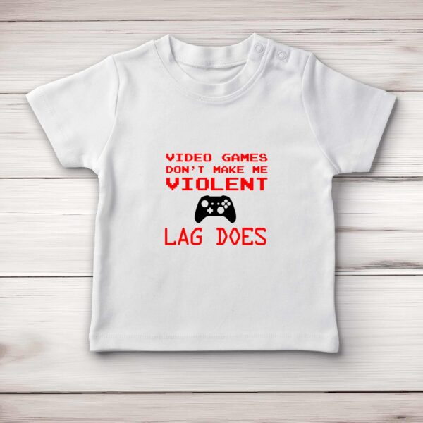 Video Games Don't Make Me Violent - Geeky Baby T-Shirts - Slightly Disturbed - Image 1 of 4