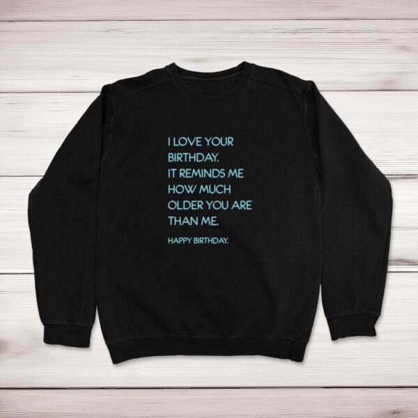 I Love Your Birthday - Novelty Sweatshirts - Slightly Disturbed - Image 1 of 2
