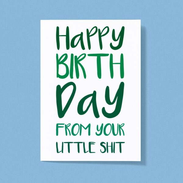 Happy Birthday - Little Shit - Rude Greeting Cards - Slightly Disturbed - Image 1 of 1