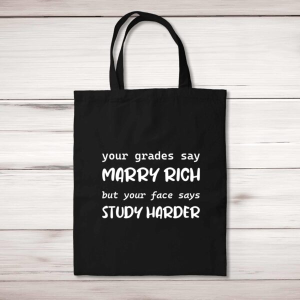 Study Harder - Novelty Tote Bags - Slightly Disturbed - Image 1 of 5