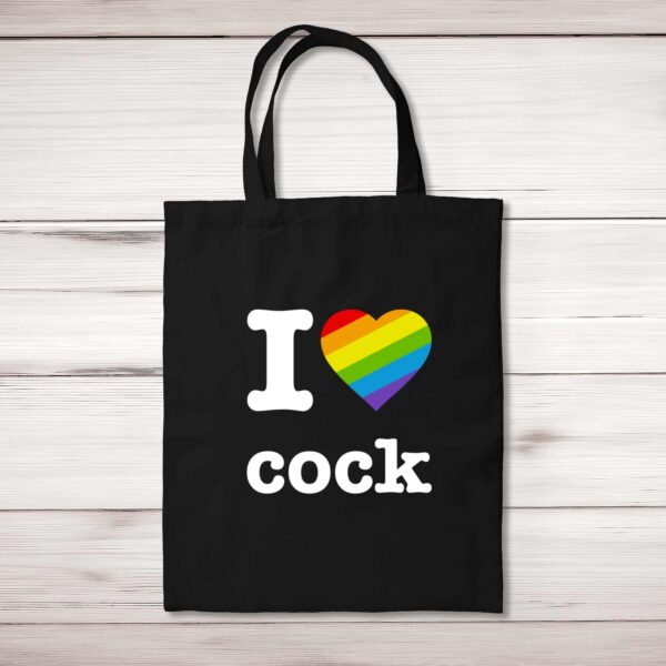 I Love Cock Pride - Rude Tote Bags - Slightly Disturbed - Image 1 of 5