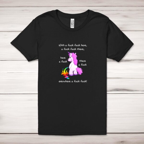 With A Fuck Fuck Here - Rude Adult T-Shirts - Slightly Disturbed - Image 1 of 12