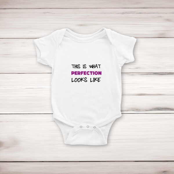 What Perfection Looks Like - Novelty Babygrows & Sleepsuits - Slightly Disturbed - Image 1 of 4