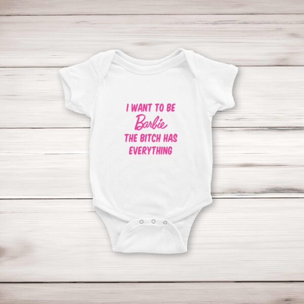 I Want To Be Barbie - Rude Babygrows & Sleepsuits - Slightly Disturbed - Image 1 of 4